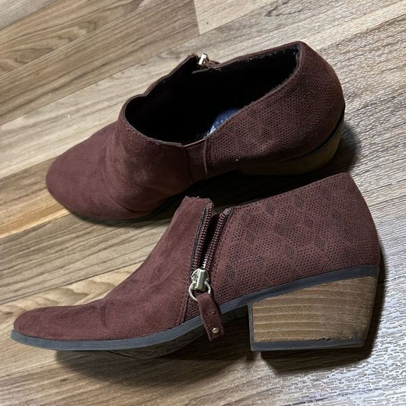 Dr. Scholl's Vegan Microfiber Zip Ankle Heeled Booties Women's Brown Size 8.5 - Picture 8 of 11